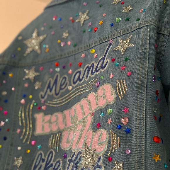 Eras Tour Glitter Karma Cropped Jean Jacket - Picture 4 of 7